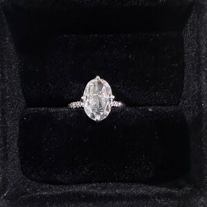 Sterling Silver 3CW Oval Rose Cut Ring Moissanite Engagement Ring Size 6